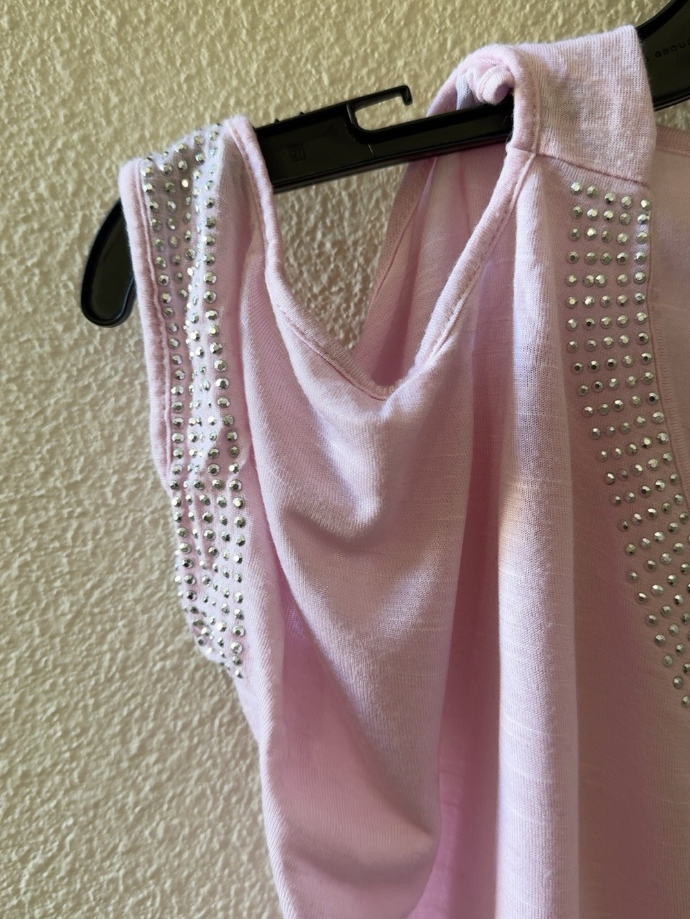 INC Pink Rhinestone Cold Shoulder Open Sleeve Top - Picture 3 of 6